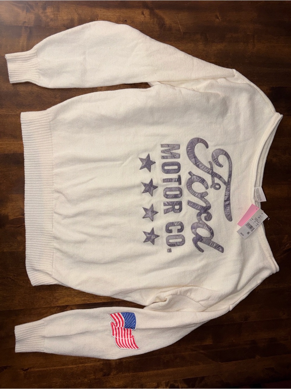 Official Ford Crewneck Sweatshirt wGray Camo / American Flag Sleeve NWT M